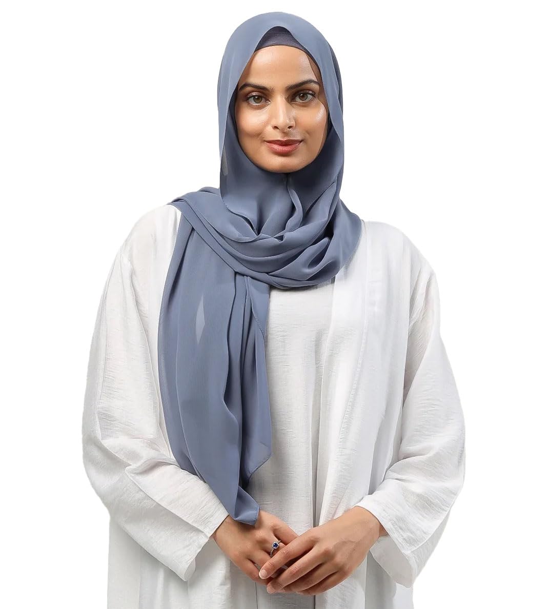 ICW GIRLS GEORGETTE SOLID PLAIN SCARF STOLES SHAWL HIJAB FOR WOMEN 85 X 180 CM (Blue 1)