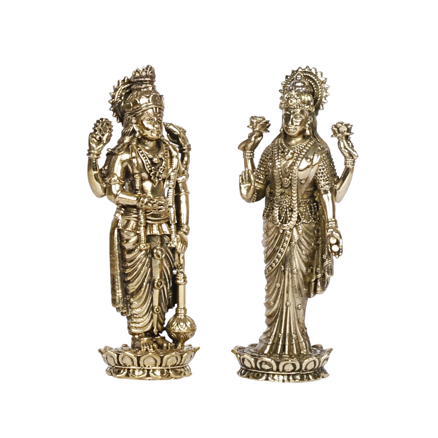 ARTVARKO Brass Vishnu Laxmi Murti Lord Bhagwan Vishnu Narayan Lakshmi Goddess Laxmi Statue Idol Murti (Light Weight Small Size 5x3x9.5 cm)