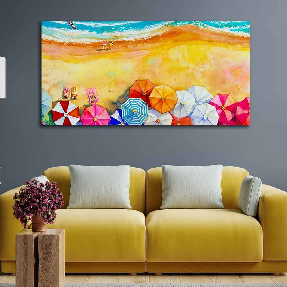 VIBECRAFTS Canvas Paintings for Living Room Drawing Room Seascape Top View Premium Canvas Watercolor Wall Painting for Home|Office|Gift(PTVCH_2357)