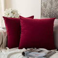 Khooti Velvet Cushion Cover, 22x22 (Red)(Pack of 5)