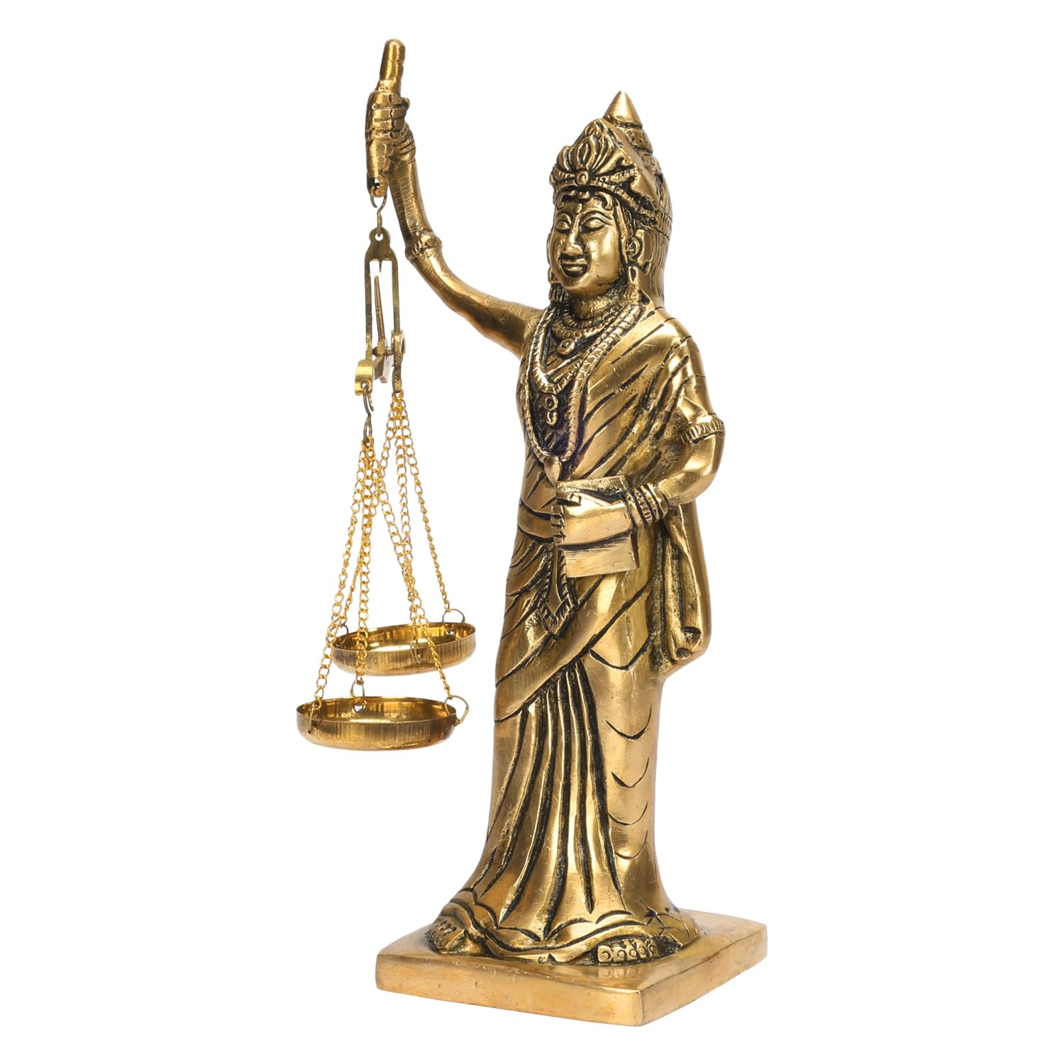 ARTVARKO Brass Justice Lady with Balance Scale Murti Kanoon Nyay Statue Insaaf Ka Tarazu Showpiece 8.5 Inch