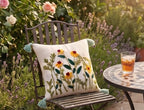 Furnistitchs Handmade Tufted Boho Cushion Covers 12x12 Inches | Embroidered Sofa Pillow Cases | Rustic Bohemian Decorative Throw Cushions for Couch Bedroom Living Room (1, Natural Flower Cut)