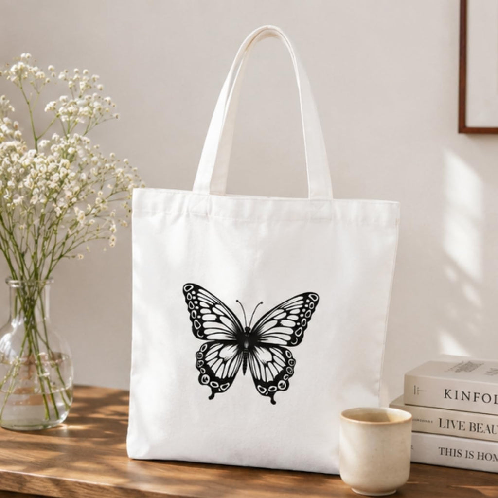 Adorvue Butterfly DIY Tote Bag Painting Kit for Kids & Adults Premium Canvas Cotton Reusable Tote Bag for Kids & Adults DIY Art & Craft Projects, Eco-Friendly Everyday Handbag Pack of 1