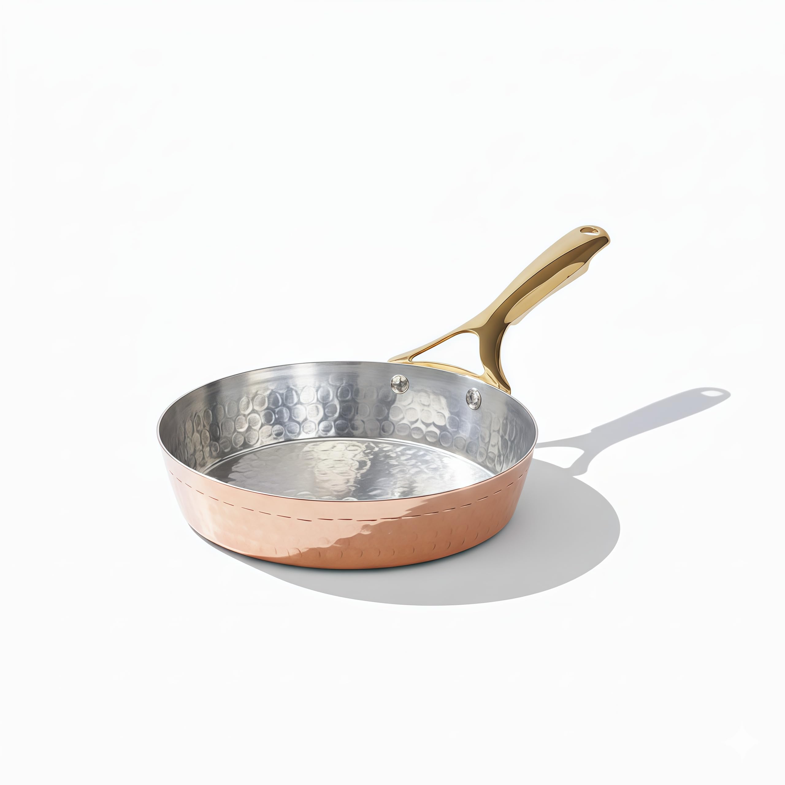 P-TAL Copper Frying Pan with Heat-Resistant Handle | 8.25 Inch Naturally Non-Stick Tin Coated Pan for Healthy Cooking | Traditional Design, Eco-Friendly & Durable Cookware