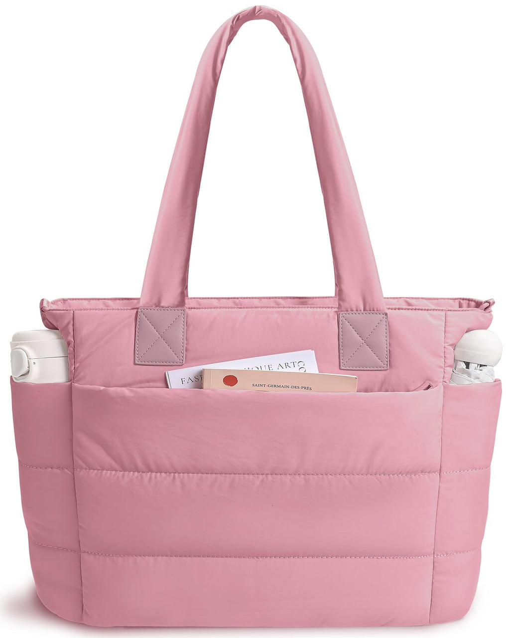 Puffer Tote Bag for Women Quilted Nurse Bag Lightweight Work Bag for Teacher Travel Handbag with Multiple Pockets