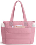 Puffer Tote Bag for Women Quilted Nurse Bag Lightweight Work Bag for Teacher Travel Handbag with Multiple Pockets