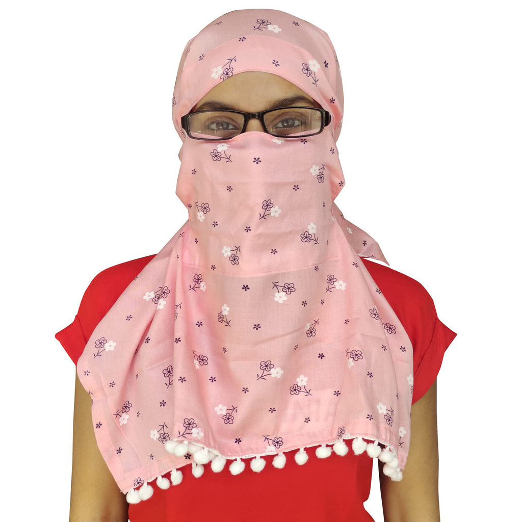 Switchon Export quality Cotton Innovative scarf cum Hijab with closer Hook and Loop Tape- Multi (Multicolor7)