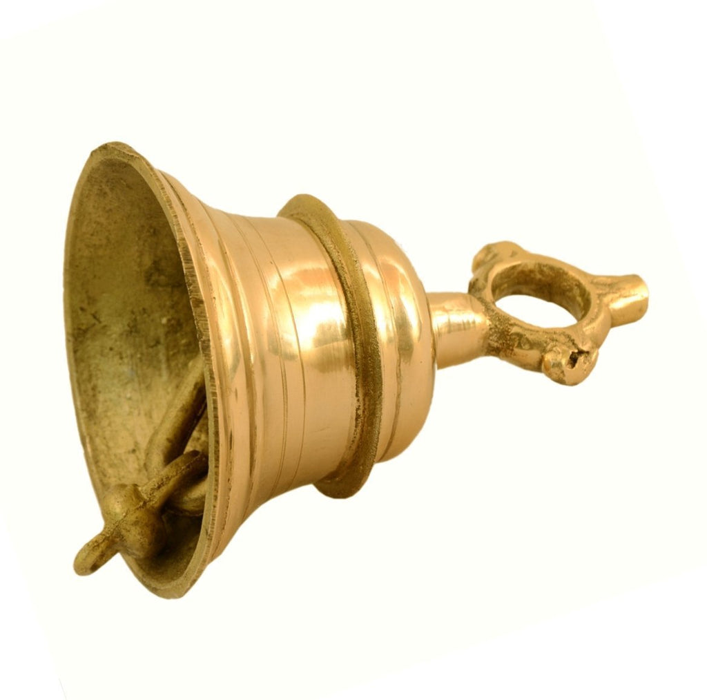 ARTVARKO Hanging Bell Solid Brass Metal Heavy Bell with Deep Sound 5 Inches Diameter Antique Home Décor Ghanti for Door Mandir Item Weight 1.1 Kg