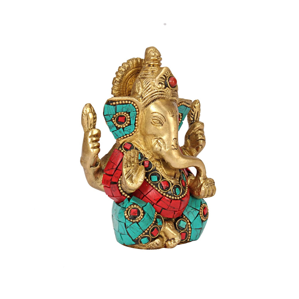 ARTVARKO Brass Ganesha Bhagwan Idol God Ganesh Ganpati Sitting Statue Idol Sculpture for Home D?cor Office Gift Height 4.5 Inch