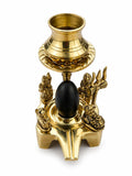 Brass Divine Shivling Temple Set with Narmadeshwar Shiv Parivar, Gold, 12.07 cm, Ideal for Pooja