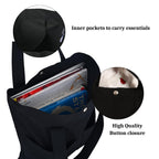 NECAVU Canvas Tote Bag for Women | Aesthetic Canvas College Bag for Girls with Inner & Outer Pockets | Cotton Utility Women Handbags for Shopping, Travel & Daily Use | Black