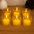 Pure Source India Votive Glass– Pack of 6 | Decorative Tealight Holders with One Tea Light Candles for Home Décor, Diwali Decoration, Weeding Decor & Festive Lighting (Yellow)