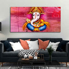 VIBECRAFTS Canvas Paintings for Living Room Drawing Room Ganesha Canvas Wall Painting Fitted With Wooden Frame For Home | Office | Living Room | Gifts (PTVCH_2570)