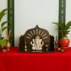 Fliptic Small Acrylic Wooden Temple DIY || Wall-Mounted Pooja Mandir, Shining Finish for Home, Office, Shop || Wall Mounted Small Size Wooden Temple || Do It Yourself (Dark Bronze), 14 cm, 22.5 cm