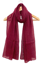Pure Cotton Scarf Stole for Women, 175 x 100 cm, Lightweight, Versatile, Multiple Colours (Dark Red)