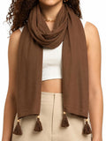 NSQE Cotton Scarf|Scarf for Women|Cotton Stole|Soft Beach Wrap|Tassel Design|Easily fits 180 * 50cm | Full Face Cover, Head, Hair Face Protection, Sun Protection, Export quality (Cofee Scarf)