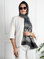RAI SAHAB Printed Cotton Scarf for Women, Lightweight Soft Scarves Stoles for Summer & Winter(ST-94BLK10)