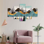 VIBECRAFTS Modern Art Forest Premium Wall Painting Five Pieces Set For Home|Office|Living Room|Gift (PTVC5Pcs1_5531)