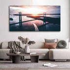 VIBECRAFTS Canvas Paintings for Living Room Drawing Room Bridge In Sunset Canvas Wall Painting Fitted With Wooden Frame for Home | Office | Gift (PTVCH_2418)