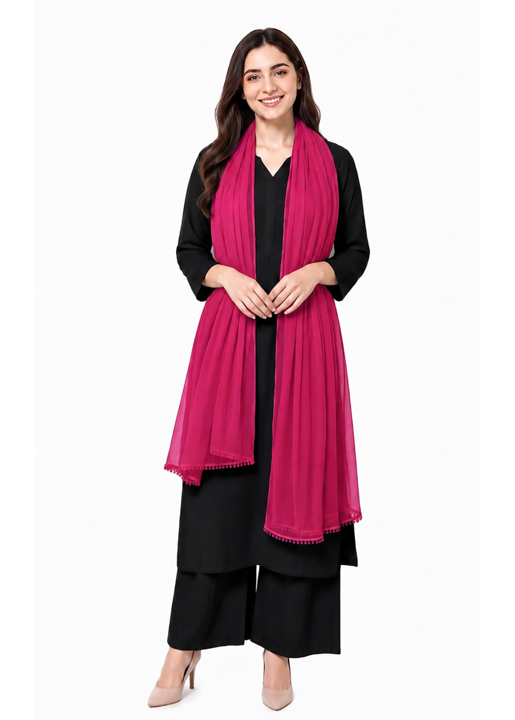 Chandrakala Women's Dupatta, Pink-274, One Size