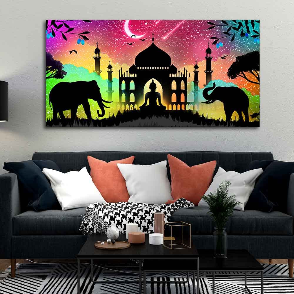 VIBECRAFTS Canvas Paintings for Living Room Drawing Room Vector Illustration Art Canvas Wall Painting Fitted With Wooden Frame For Home | Office | Living Room | Gifts (PTVCH_2537)