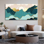 VIBECRAFTS Homcraft Canvas Paintings for Living Room Drawing Room Sunrise Abstract Mountains Canvas Wall Painting Fitted With Wooden Frame For Home | Office | Living Room | Gifts (PTVCH_2507)
