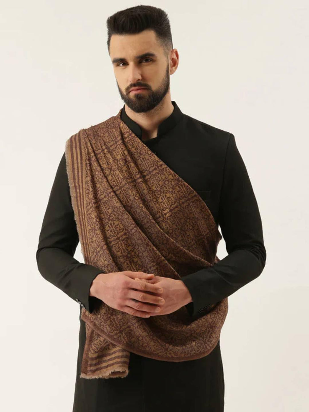 Pashmoda His and Her Gift Set of Fine Wool Stole With Wooden Gift Box