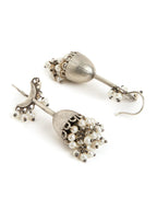 Binni s Wardrobe Silver-Toned Contemporary Jhumkas Earrings, Copper Alloy, Artificial Beads - Womens