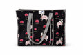 NAYASHI Big Size Printed Cotton Tote Bag | Pichwai Quilted Design | Inner & Mini Pocket | Heavy Metal Zipper | Shopping, Office & Travel | Midnight Black | 18 x 18 Inches