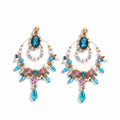 SANJOYA by EVERSTYLISH Embroidered Earrings for Women | Hoop Earrings with Stones, Beads, Pearls & Glass Drops | Lightweight Ethnic & Festive Jewelry for Weddings & Parties (Blue)