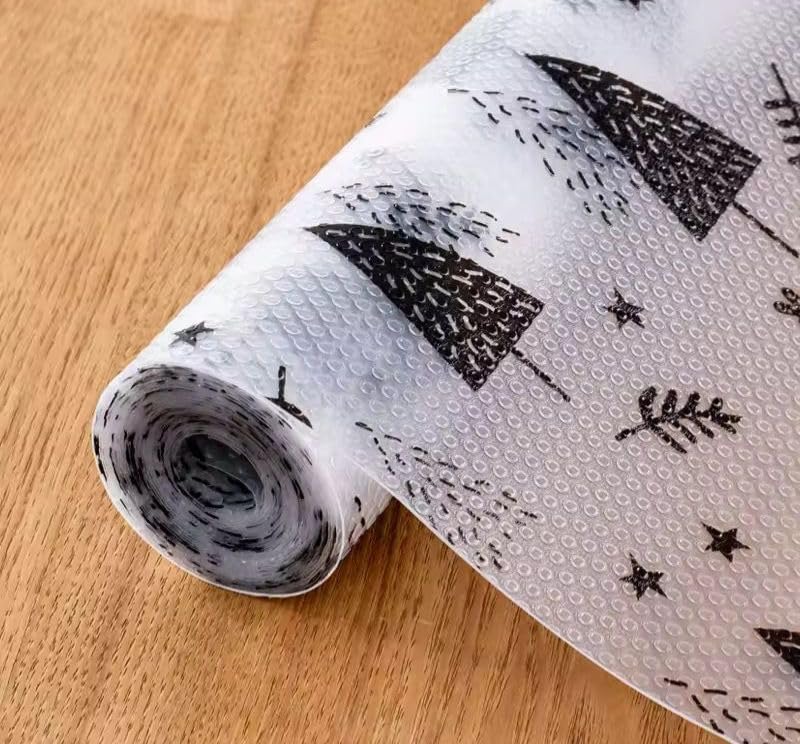 ElastPro (45 cm X 1.5 m) Printed Shelf Liners for Kitchen Shelves, Drawer Mat, Shelf Liner, Fridge Mats, Kitchen Cabinet Drawer Mat Liner(Christmas Tree Print) Kafalo