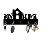 Artvibes Unique Stylish Wooden Key Holder for Wall Decor with Stylish Stainless Steel 5 Hooks Beautiful Key Organizer for Home Decoration(KH_809), Black1