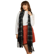 Ravaiyaa - Attitude is everything Women Reversible Acrylic Wool Scarf Winter Wear Muffler Designer Scarves 72x14 Inch (Black Checks)