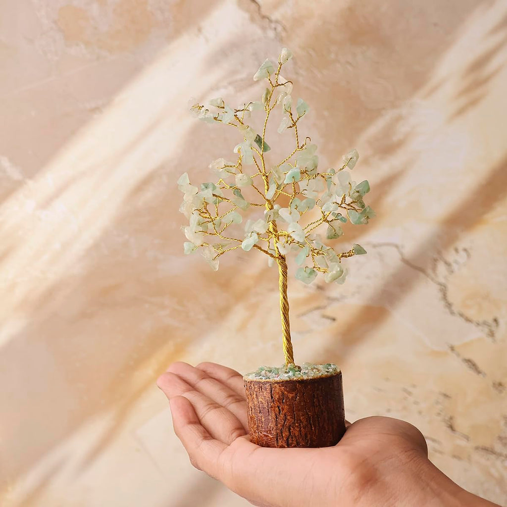 Shubhanjali Green Aventurine Crystal Tree with 100 Beads | Feng Shui Money Tree Bonsai Wire Showpiece for Home Decor | Gemstone Tree for Living Room, Office Desk, Study Table, Vastu & Gifting