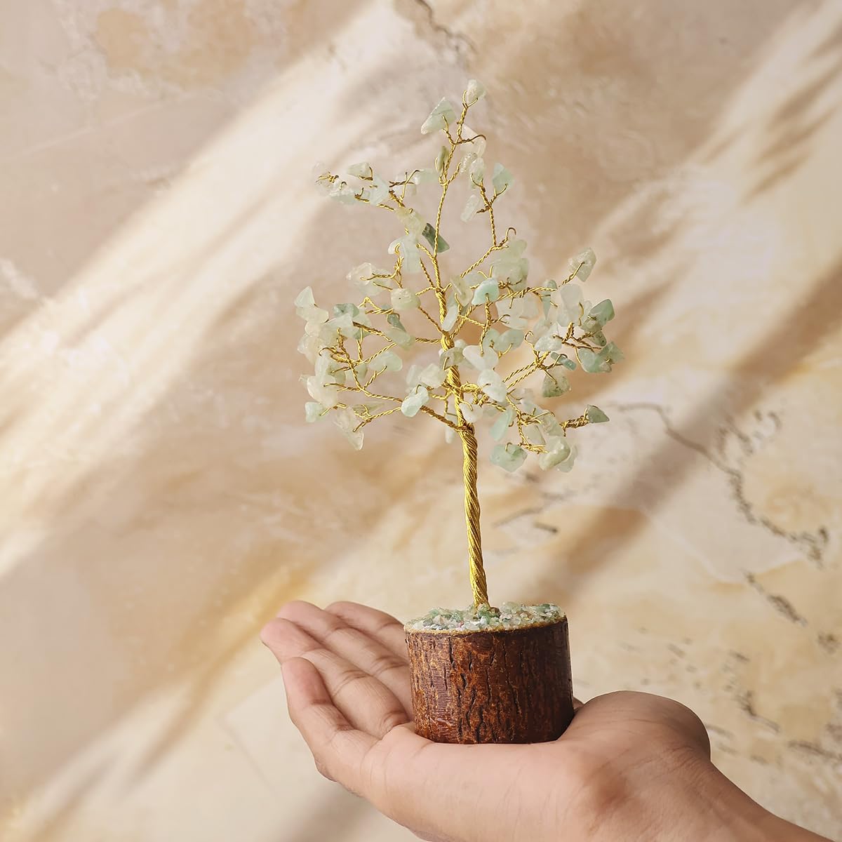 Shubhanjali Green Aventurine Crystal Tree with 100 Beads | Feng Shui Money Tree Bonsai Wire Showpiece for Home Decor | Gemstone Tree for Living Room, Office Desk, Study Table, Vastu & Gifting
