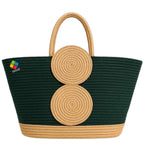 DYARCHY Cotton Rope Woven Tote Bag, Large (MULTI) ZIPPER BAG (COLOR 18)