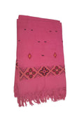 ARUNA HandWoven Kullu Woolen Shawl PINK Colored with Beautiful HandWoven Embroidery for Women and Girls