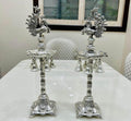 INTERNATIONAL GIFT Silver Plated Large Jyot with Peacock Showpiece | Puja Mandir | Decoration Room