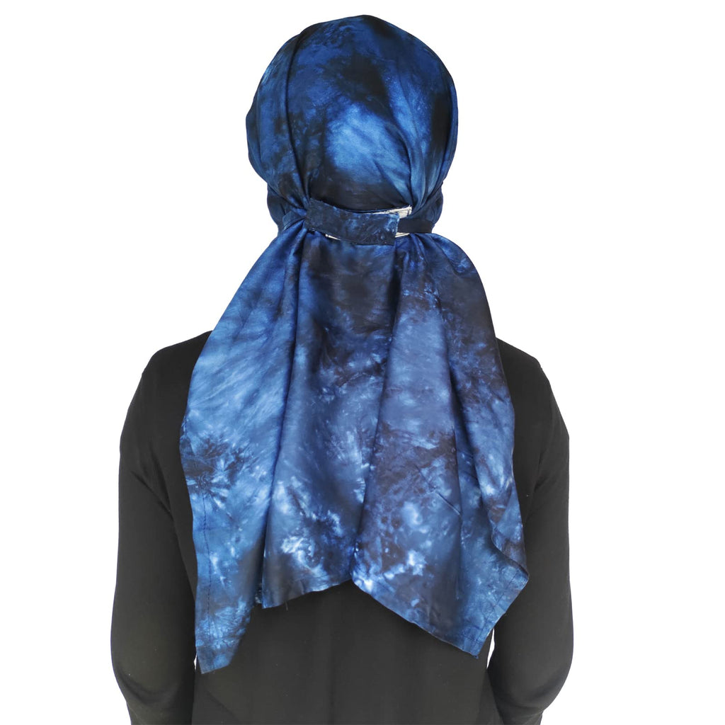 Switchon Rayon Mill Tie Dye Innovative Scarf For Women With Closer 3 Inch Hook And Loop Tape Size Adjustable (Gray) (Blue), For Female