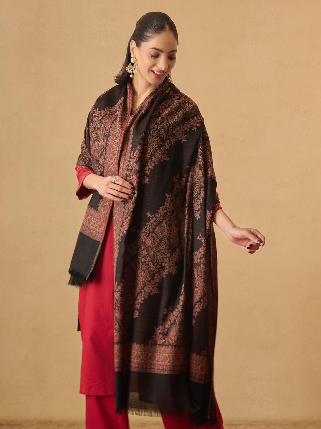 Pashmoda Women Kohsar Kashmiri Jamawar Woven Design Shawl (Size: 40x80in, 101x203cm) SECS53