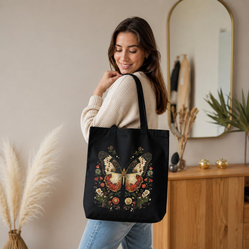 Kaigan Black Premium Tote Bag Printed Designed Canvas Tote Bags For Women, Ecofriendly Cotton Canvas Bag for Girls Tote bag For Shopping, College, Travel, Handbag For Unisex