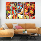VIBECRAFTS Radha Krishna Beautiful Wall Painting of Five Pieces For Home|Office|Living Room|Gift (PTVC5Pcs4_8706)