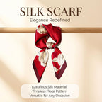 Mgbmyltm 1-Piece Burgundy Camellia Print Satin Square Scarf, 70x70cm Hair Bandana and Neck Wrap, Silky Scarf for Women Stylish Everyday Wear