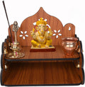 AR Art Engineered Wooden Pooja Mandir Temple Om Floral Design for Wall Mounted Home & Office (L-8, W-8, H-9 Inch) Light Brown – Elegant Spiritual Décor for Worship