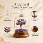 Ritualistic Amethyst Dome Crystal Wish Tree | Purple Gemstone Bonsai with Glass Dome | Healing, Third Eye & Crown Chakra Activation | Vastu & Feng Shui Spiritual Tree | Reiki Home Décor & Premium Gift