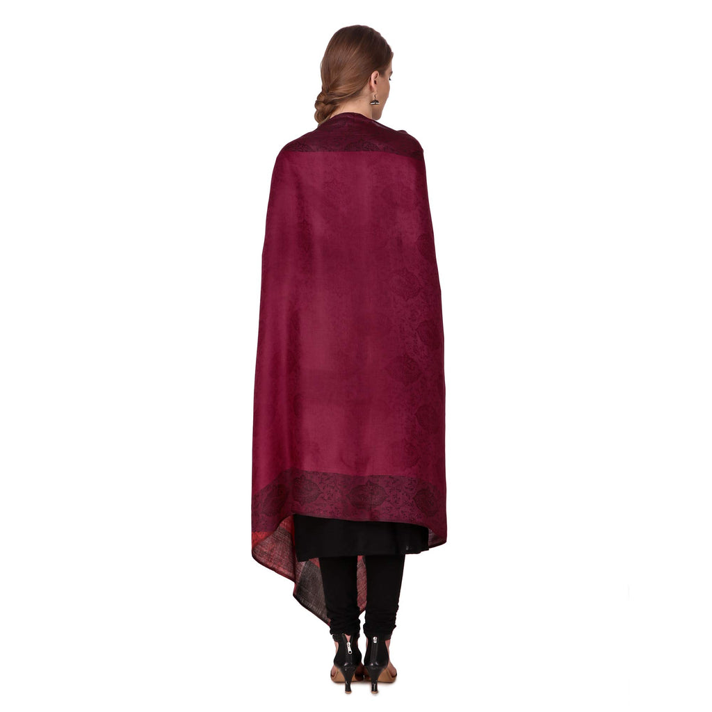 BRAVEZI Women's Maroon Woolen faux Pashmina Shawls