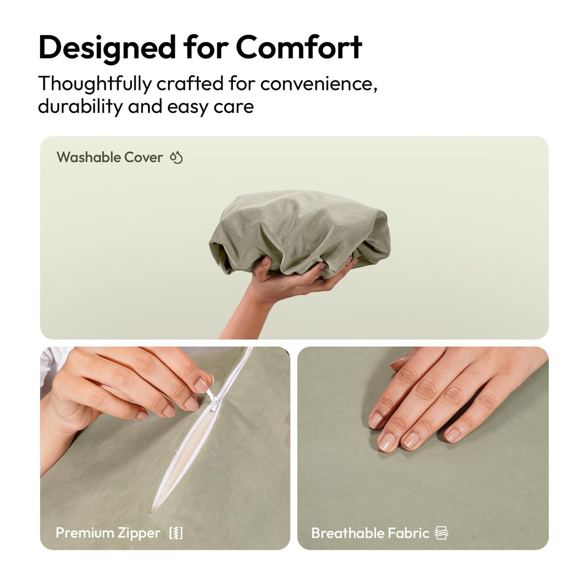 Frido Wedge Plus Cushion Cover | Ultrasoft, Breathable & Cool Pillow Cover | Aesthetic Pillow Cover for Home | Durable & Machine Washable | Sage Green