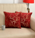 Stuffique Velvet Foil Cushion Covers Decorative Merry Christmas, Valentine Day 16 inch x 16 inch Set of 2, Maroon