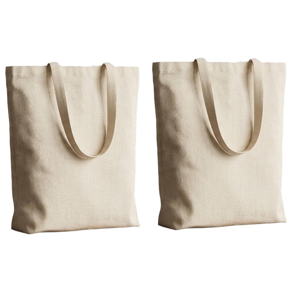 Soul Artisan Cotton Canvas Tote Bag with Bottom Gusset and Strong Handle (Size: 14X16 Inch, 13 Inch Handle) - Pack of 2 - Foldable Reusable Shopping Hand Bag for Office, College, Travel & Daily Use