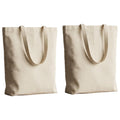 Soul Artisan Cotton Canvas Tote Bag with Bottom Gusset and Strong Handle (Size: 14X16 Inch, 13 Inch Handle) - Pack of 2 - Foldable Reusable Shopping Hand Bag for Office, College, Travel & Daily Use